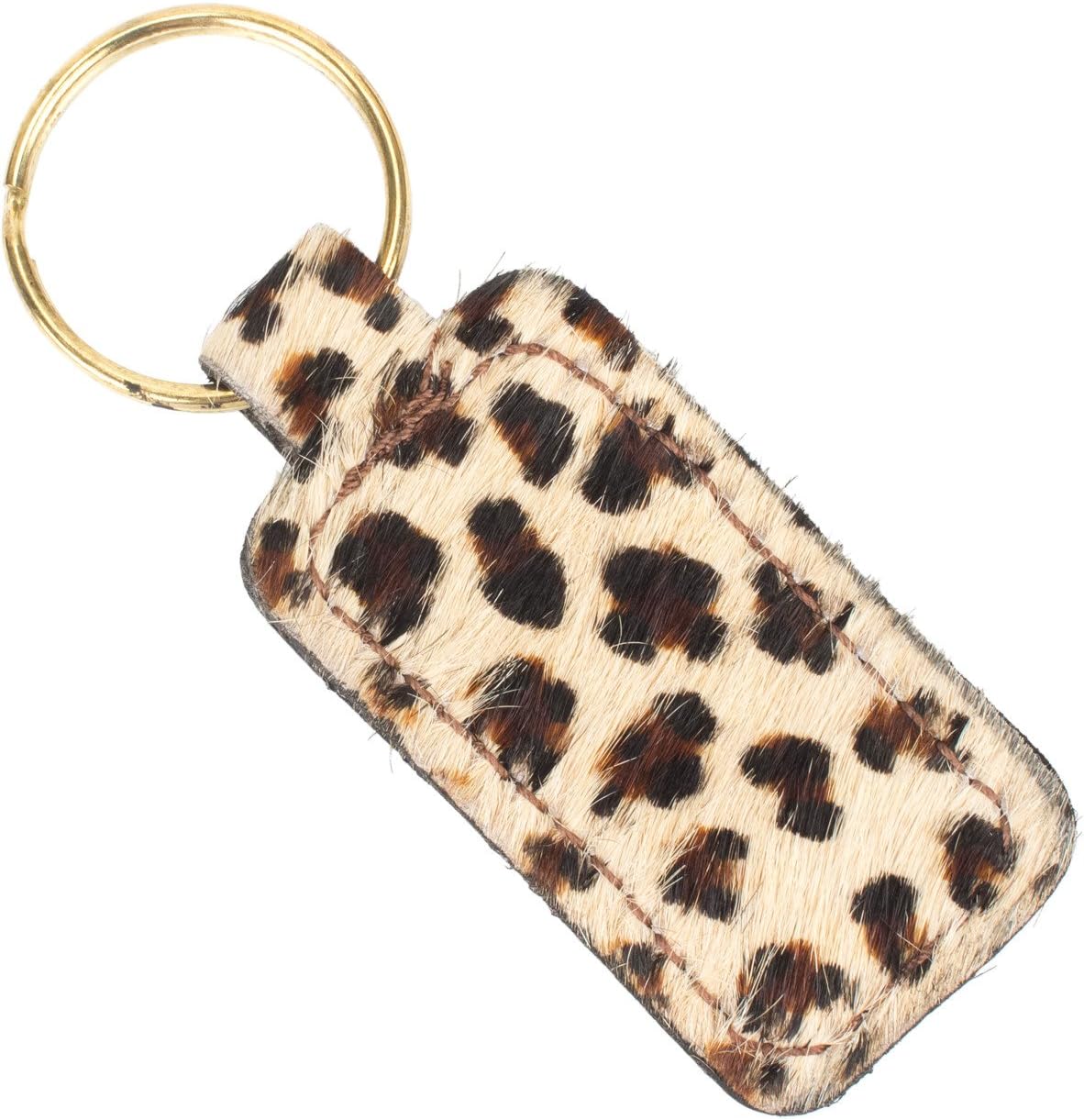 Furry Animal Print Keychain Genuine Leather Key Chain