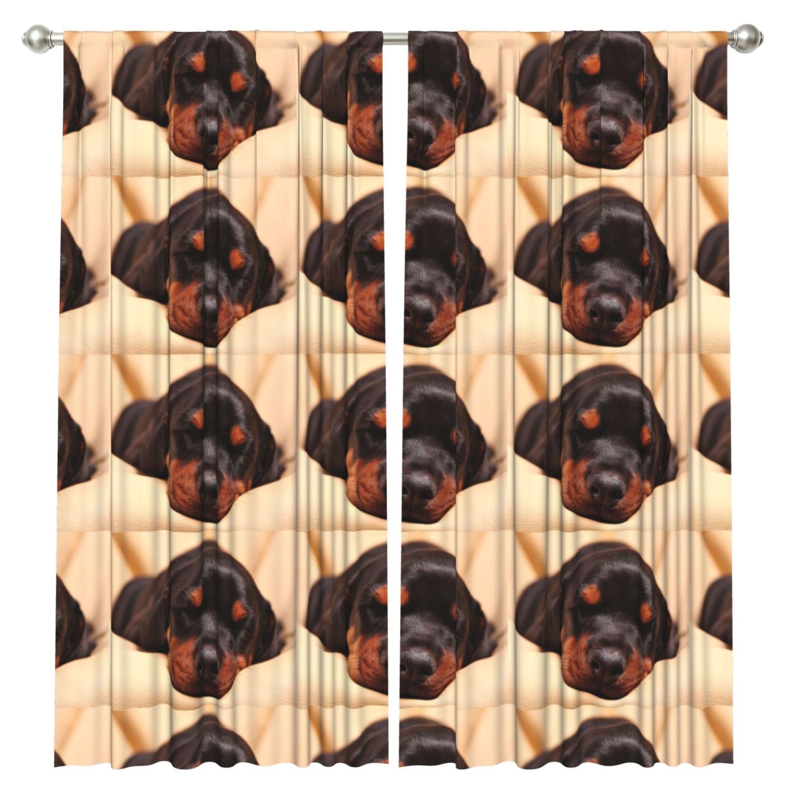 InOmak Doberman Puppy Sleeping Dogs Pets Dogs Doberman, 2 Panels Window Curtains 52 x 84 Inch Blackout Curtains for Living Room Bedroom