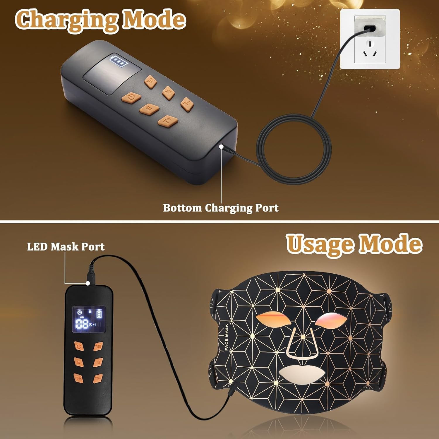 Red Light Therapy for Face, 8 Colors LED Face Mask Light Therapy with 850NM Near-Infrared, 3000 mAh Rechargeable Red Light Therapy Mask, Skin Care Device at Home and Travel for Skin Rejuvenation - Image 9