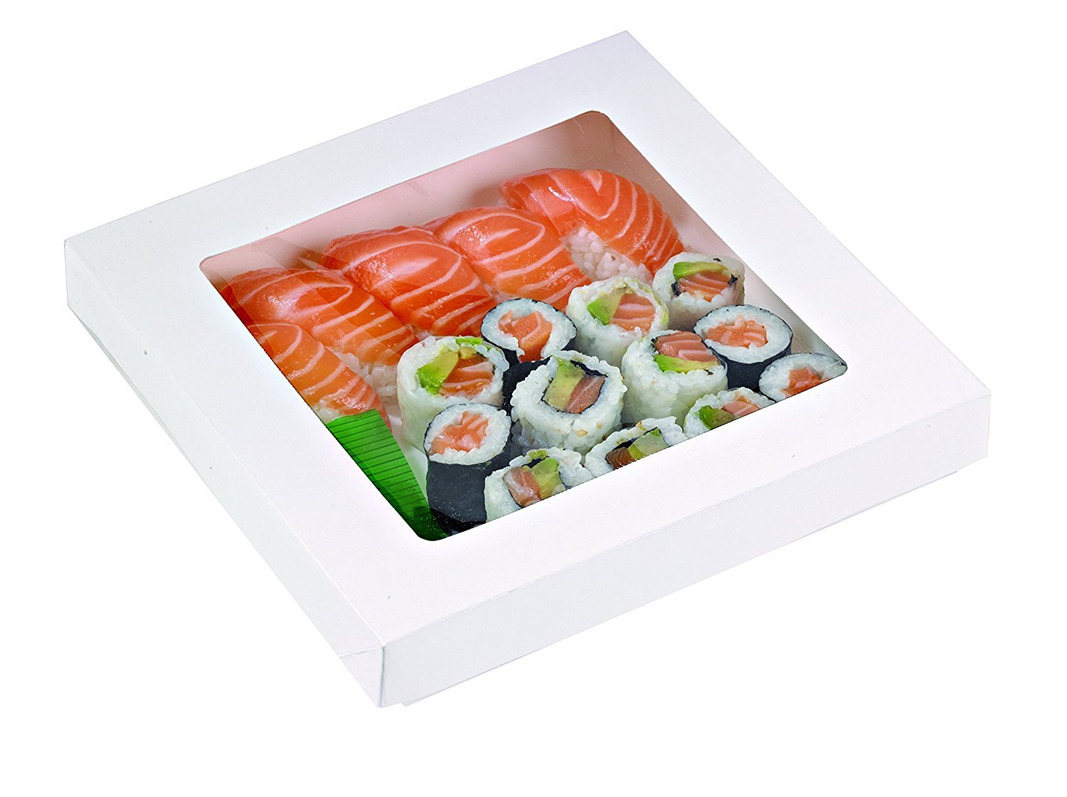 PacknWood 210KRAYWH194 White Kray Square Takeout Box with Window Lid, 42 Oz Volume, 7.3" x 1.6" High; Lid Size 8" - Pack of 5