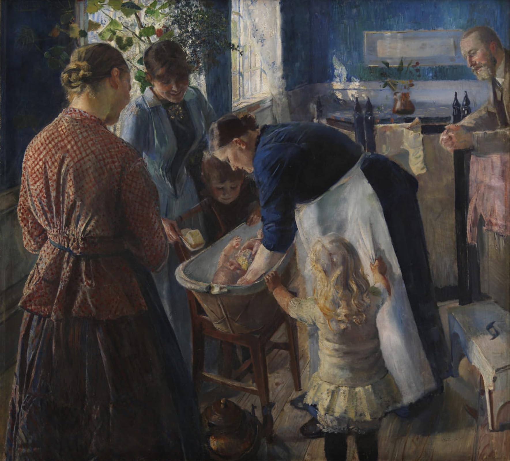 Tableau Toile d'art Christian Krohg scène de baignoire décoration 60x90