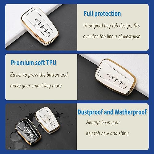 Miniatura 7 de Funda para llavero Toyota Camry RAV4  Funda protectora de TPU suave con llavero brillante para Highlander Avalon C-HR Prius GT86 Smart Remote Key