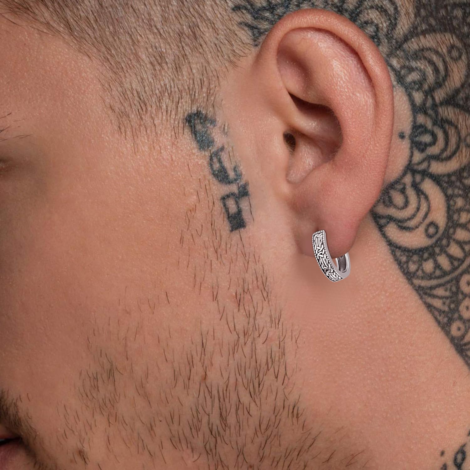 Pendientes de aro de plata de ley con nudo celta para hombre, aretes de aro con nudo celta, joyería de regalo para hombres y mujeres, Plata de ley, No es una piedra preciosa