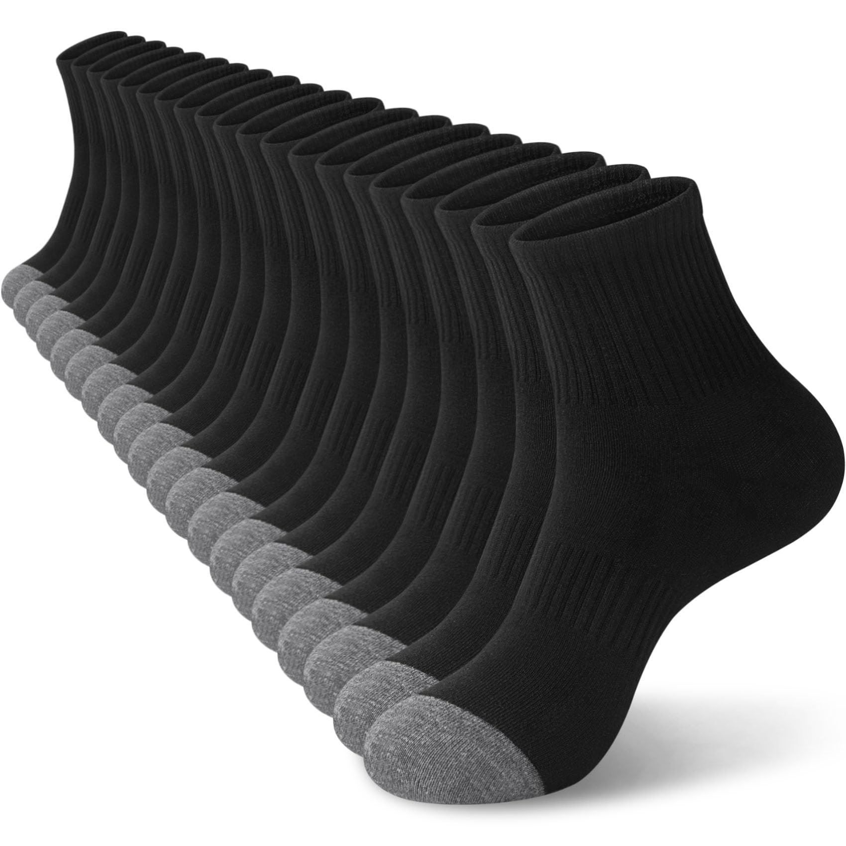 10 Pairs Mens Ankle Socks Quarter Mini Crew Comfort Breathable Casual Socks, Black-image-16