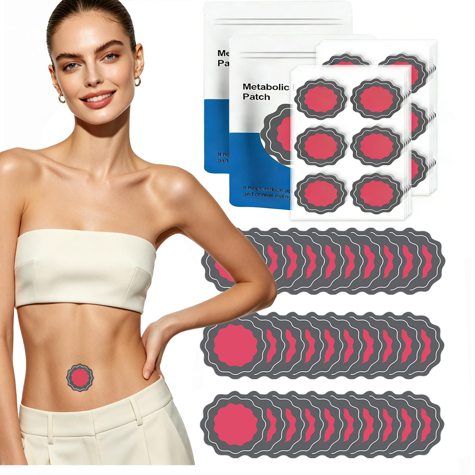 Abnehmpflaster, 60 Stück Metabalancepatch, Kosmetisches Körperpflege Patch, Hautfreundliches Pflegepflaster zur äußeren Anwendung, für Alle Körpertypen