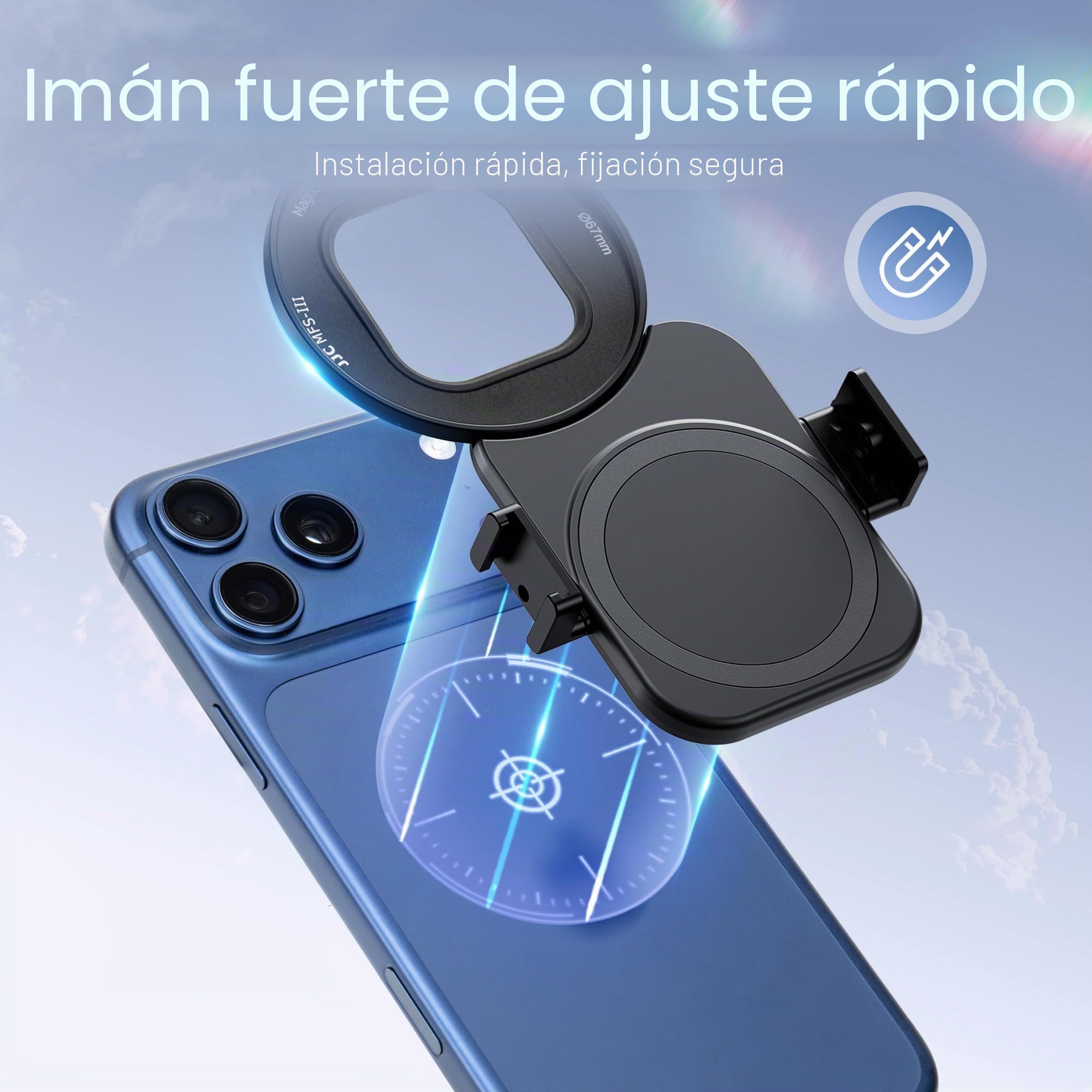 JJC Adaptador magnético de montaje de filtro de lente de teléfono de 67 mm con filtro CPL para iPhone 17/16/15/14 Pro Max, 17/16/15/14 Pro, 17/16/15/14 Plus, 17/16/15/14, kit de filtro CPL para iPhone