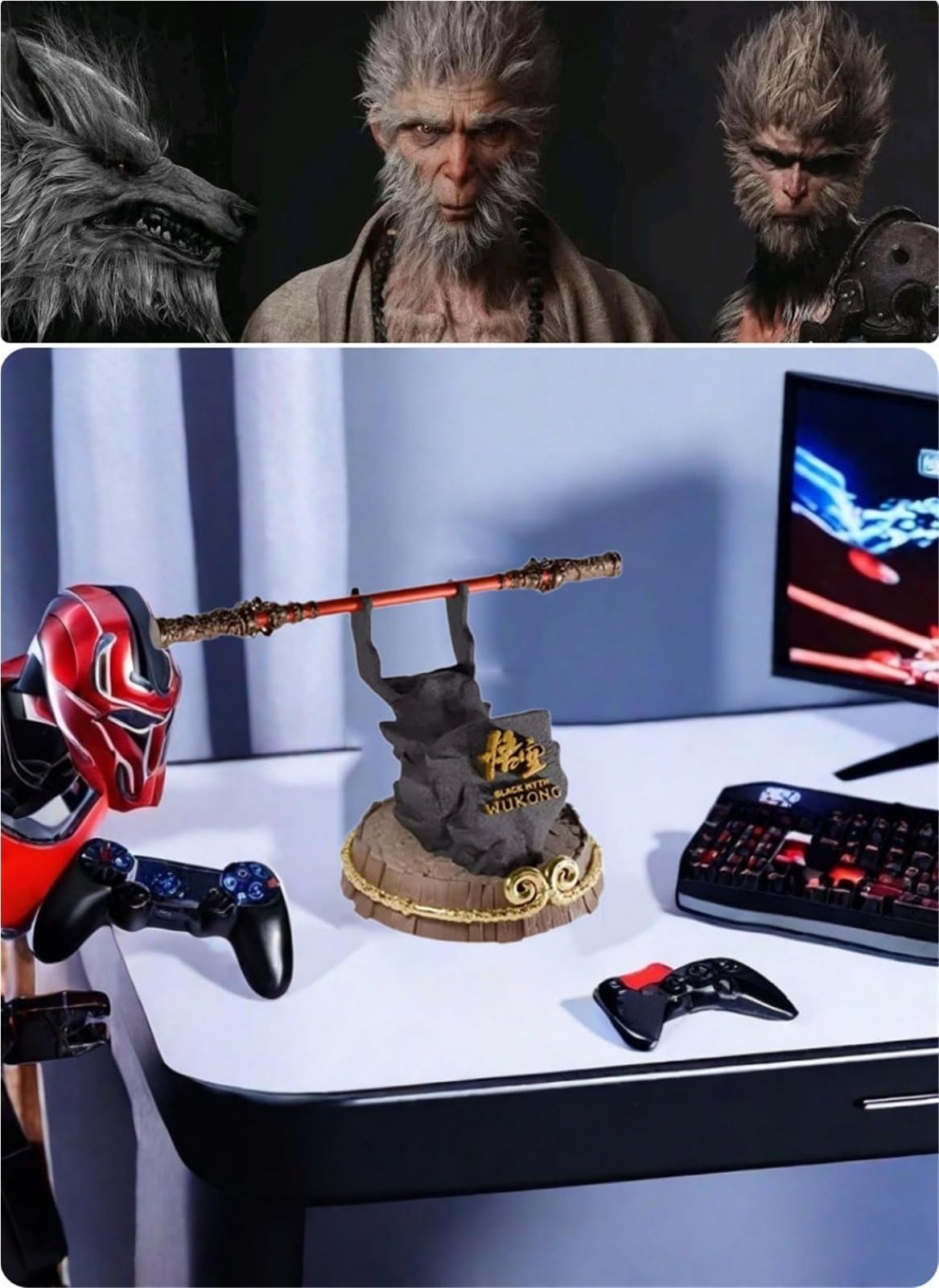Black Myth Wukong Soporte para Mando De Juego con La Maldición De Apriete del Aro Dorado Y El Bastón De Ruyi De Nube De Bronce, Mando Universal para PS5/xbox/NS/Switch Pro