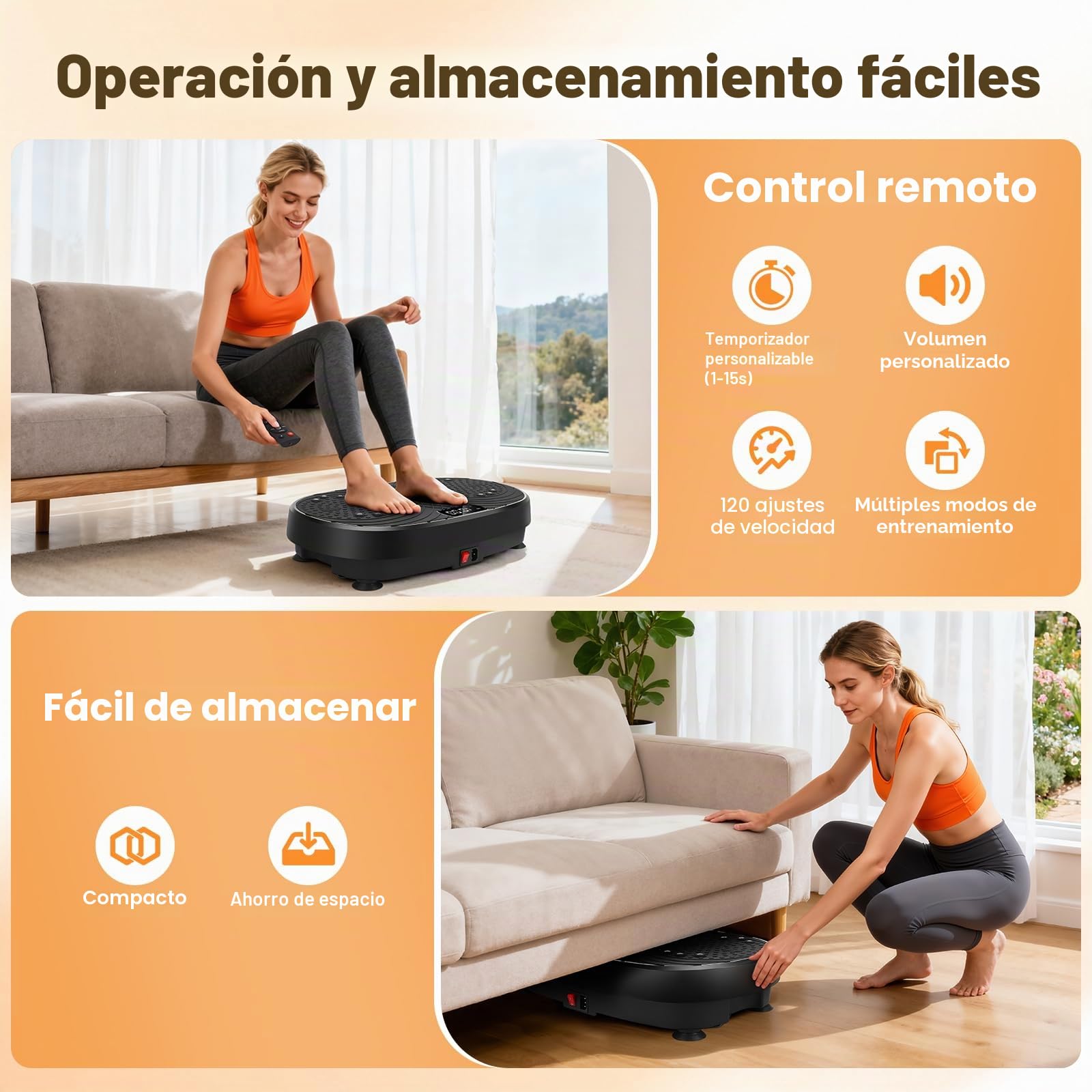 Plataforma Vibratoria, 6 Modos & 120 Velocidades Ajustables Plataforma Vibratoria con Bandas de Resistencia y Control Remoto, Temporizador para Casa/Gimnasio/Oficina (Compatible con Bluetooth)