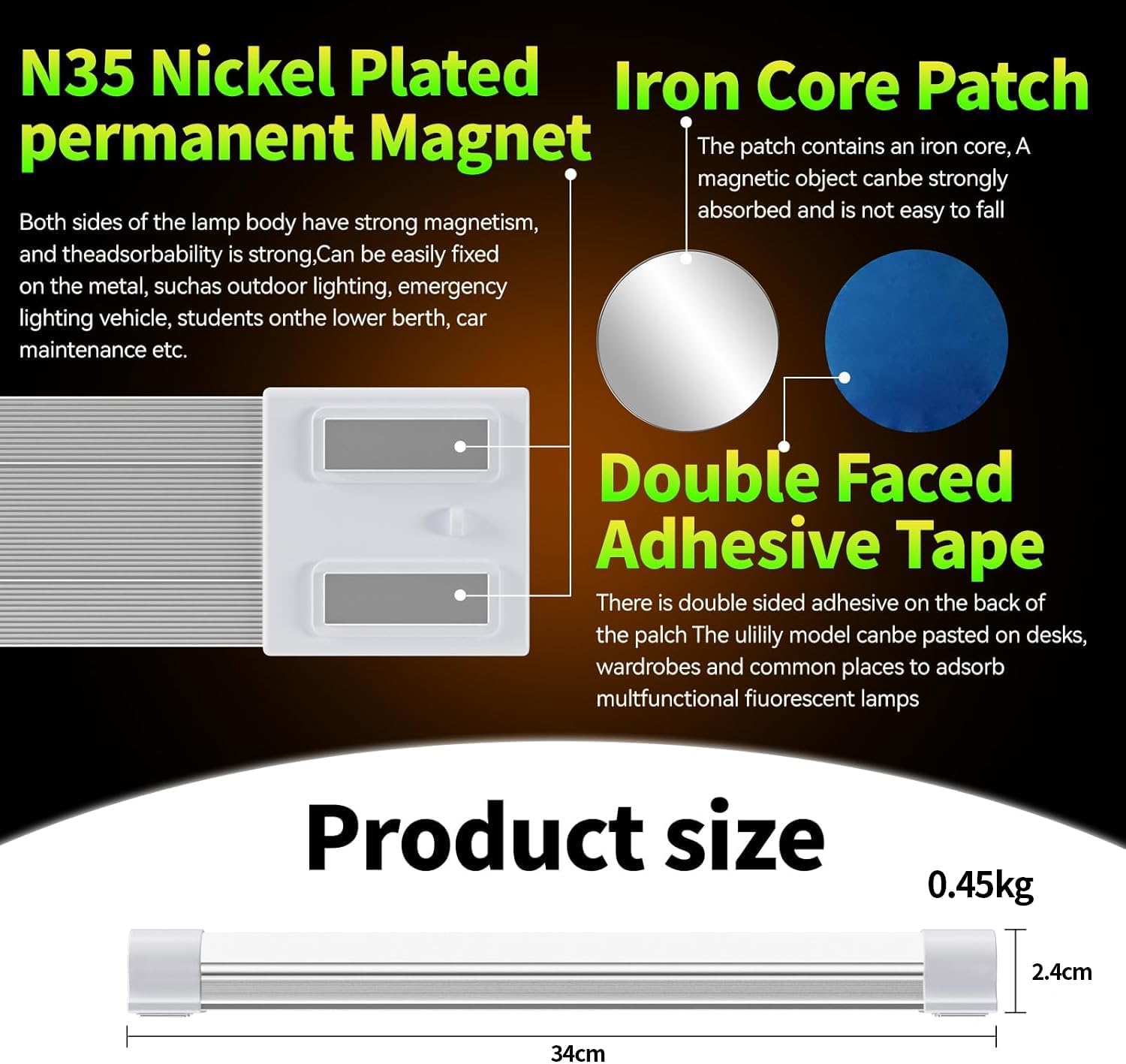 LETOUR LED Tube Magnetic Light Work Lights 6000Lumens 10400mAh 5 Lighting Options Camping Lantern USB Rechargeable Portable Battery Powered Lights with 2 Magnets Endurance for 80 Hours - Image 3