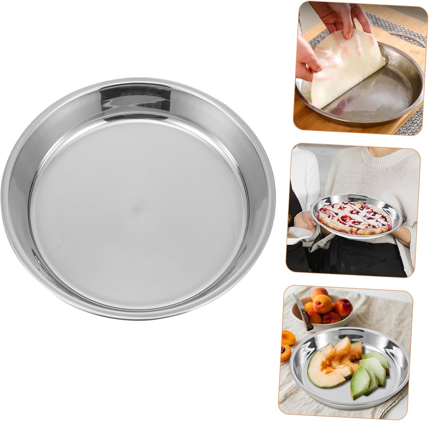 4pcs Stainless Steel Serving Plates Pastry Dessert Trays for Snacks Salads and More Unbreakable Food Holders for Bbq Camping and Home Use