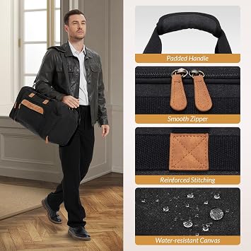 Canvas Duffle Bag Expandable Travel Weekender Bags, Dark Grey, Large-50L, Casual/Rugged With Timeless Aesthetic