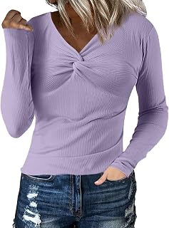AaaozKjie Long Sleeve Women's Pullover Autumn Button Down Shirts Knitted Shirt Casual Plain Tops Women Autumn