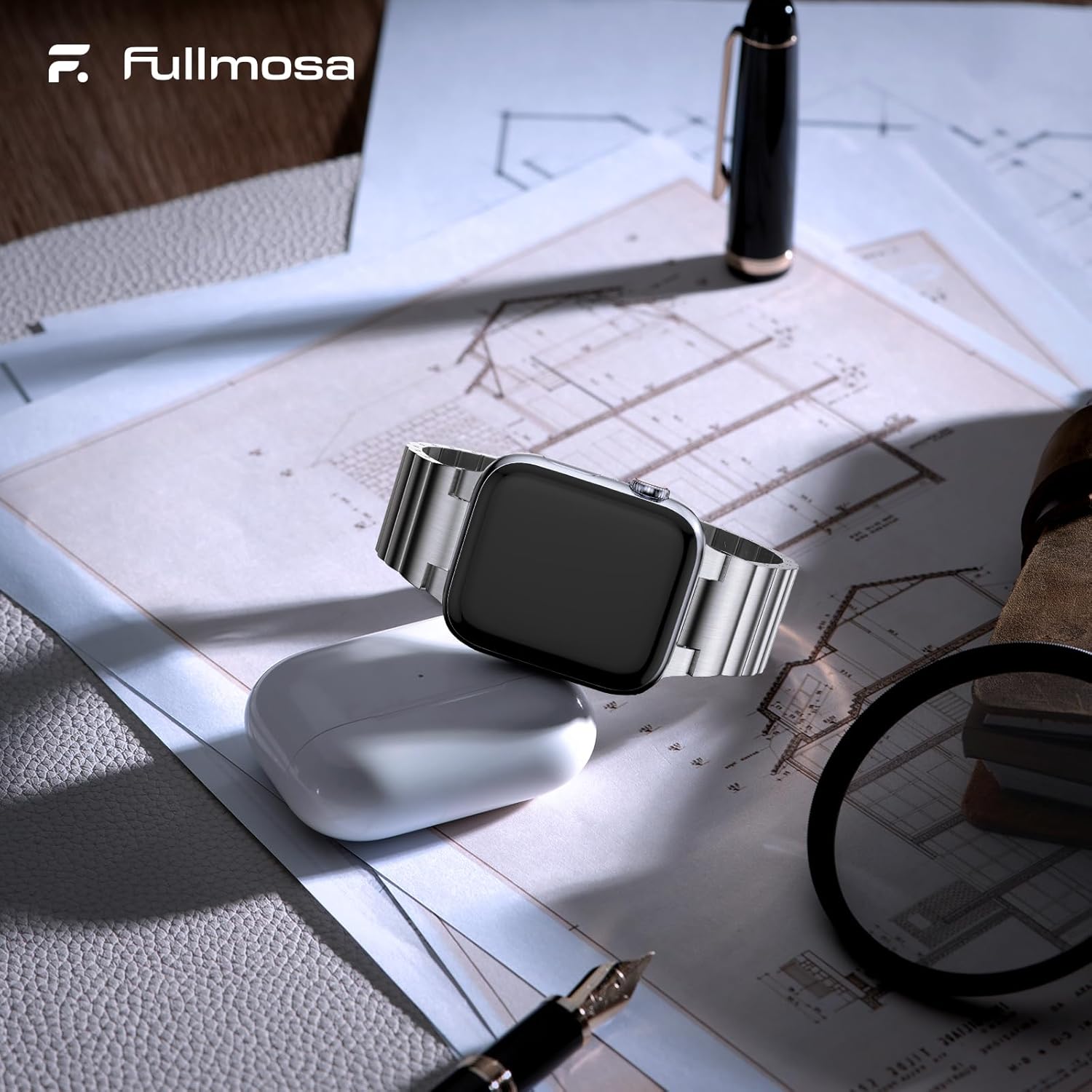 Fullmosa Metal Band Compatible with Apple Watch 45mm 44mm 42mm 41mm 40mm 38mm for Men Women, Stainless Steel iWatch Band with TPU Case for Apple Watch Series 9 8 7 6 5 4 3 2 1 SE3/2/1 - Image 2