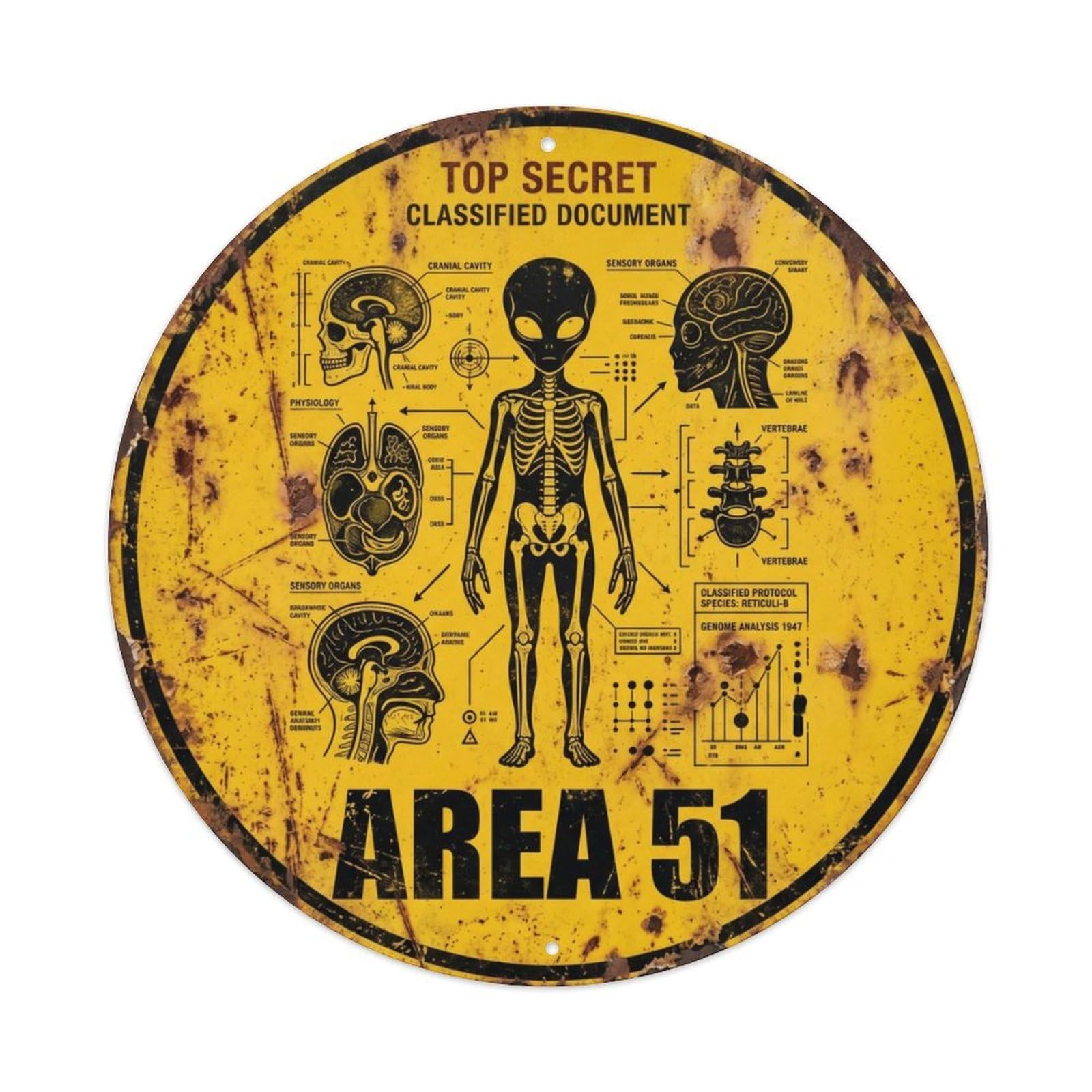 Alien Area 51 StudyMetal Tin Sign