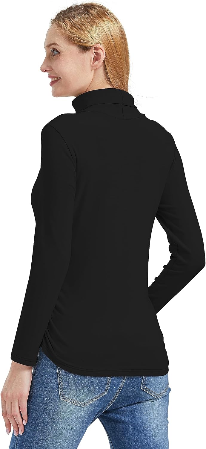 Foucome Maternity Turtleneck Long Sleeve Shirts Fleece Lined Basic Layering Slim Fit Pregnancy Thermal Underwear Tops