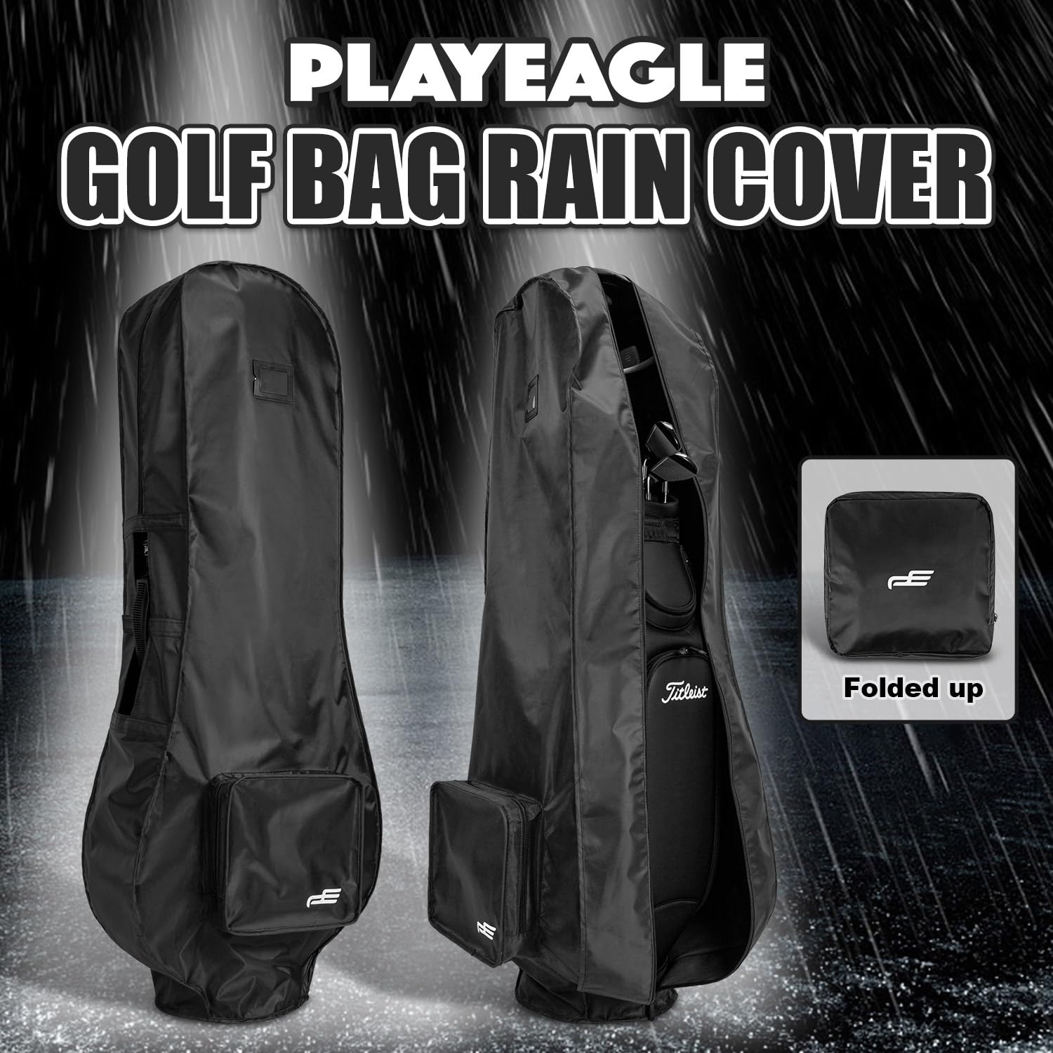 BestAccess Golf Bag Rain Cover Bag Dustproof Waterproof Foldable Golf Club rain Cover (Black)