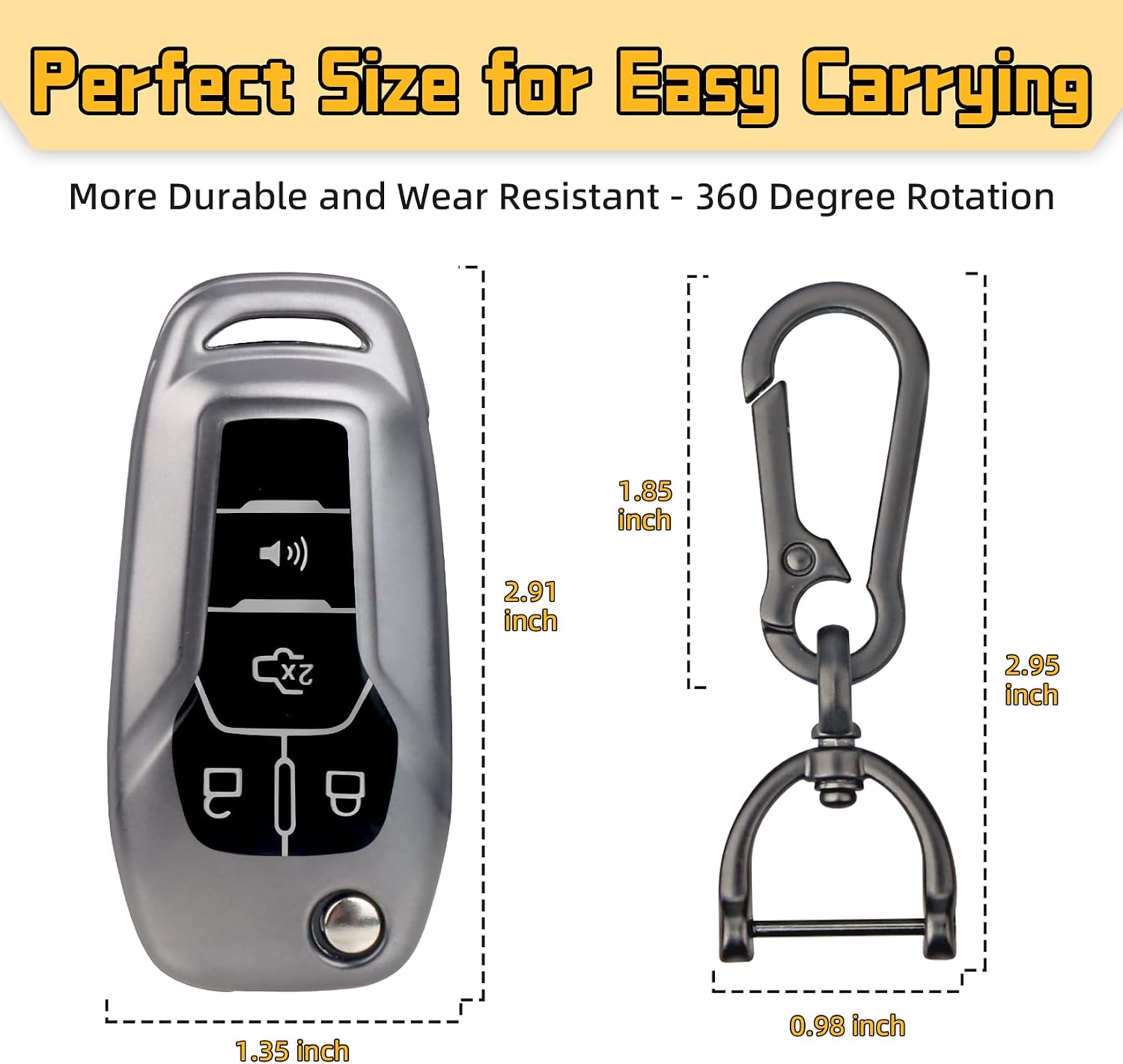 FT FUNTOR for Ford Car Key Cover,Compatible with Ford Bronco F-150 F-250 F-350 F-450 F-550 Raptor Fusion Ranger Ranger XLT Figo,4 Buttons TPU Key Cover with Keychain (C-Grey)