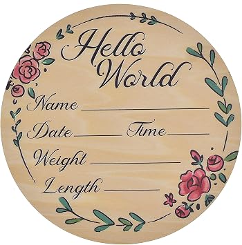 6 Inch Baby Birth Announcement Sign, Hello World Newborn Sign Birth Announcement Sign New Baby Sign for Hospital Nursery New Parents Baby Shower design 2