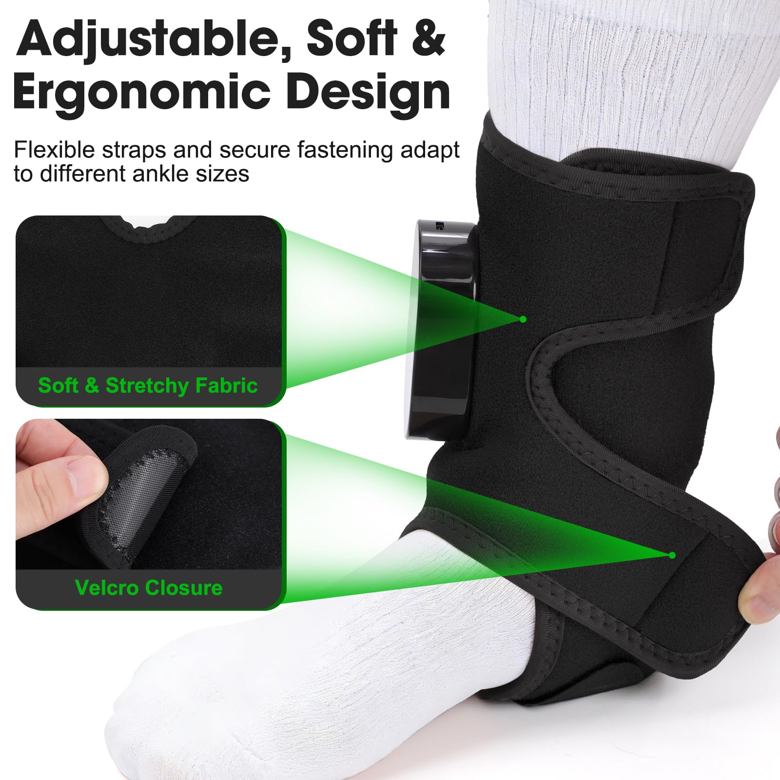 Paquete de 2 almohadillas térmicas inalámbricas para pies y tobillo, masajeador de tobillo para aliviar el dolor, 6 niveles de calor y 3 modos de vibración, masajeador de pies, envoltura de