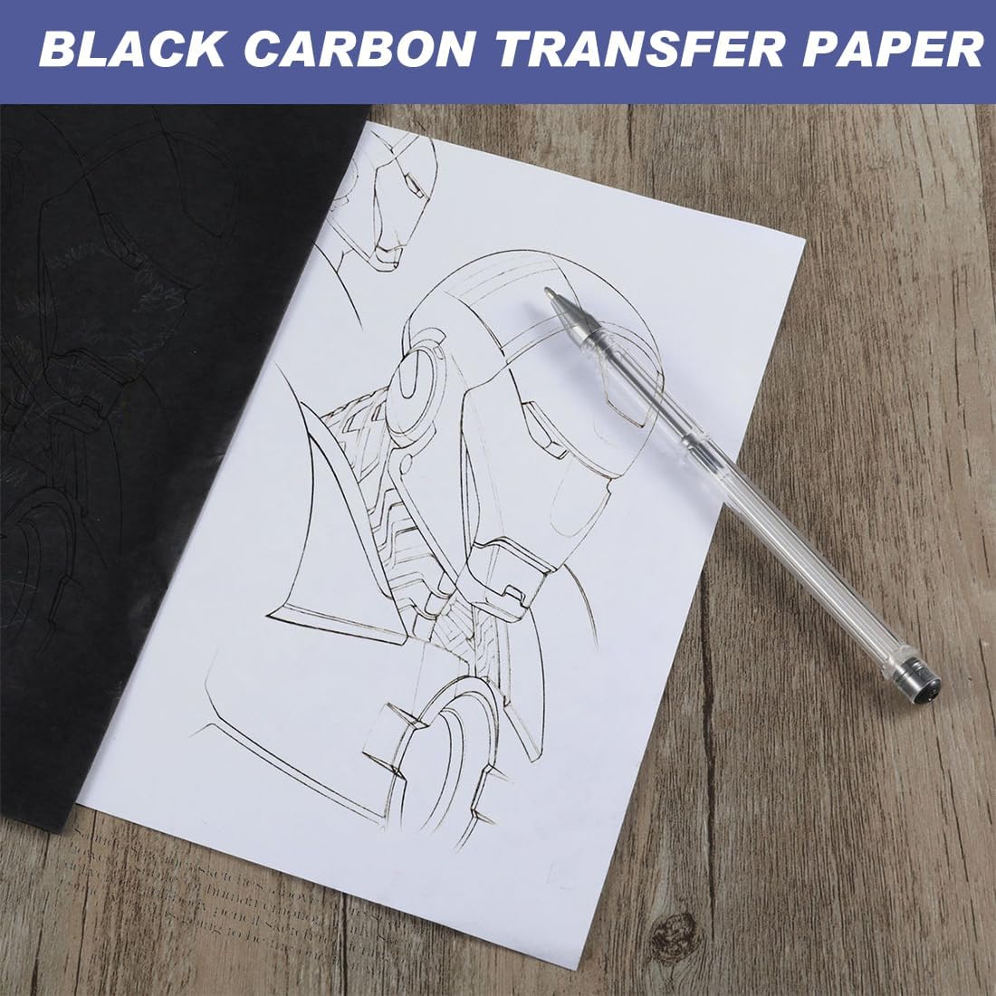 100 Sheets Carbon Transfer Tracing Paper Black Graphite Paper for Tracing for Wood Canvas Metal and Other Art Surfaces (A4 21 X 29.7 cm)
