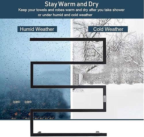 Miniatura 5 de Calentador de toallas de estilo moderno, toallero eléctrico con temporizador de 2/4 horas, toallero térmico de acero inoxidable 304 montado en la