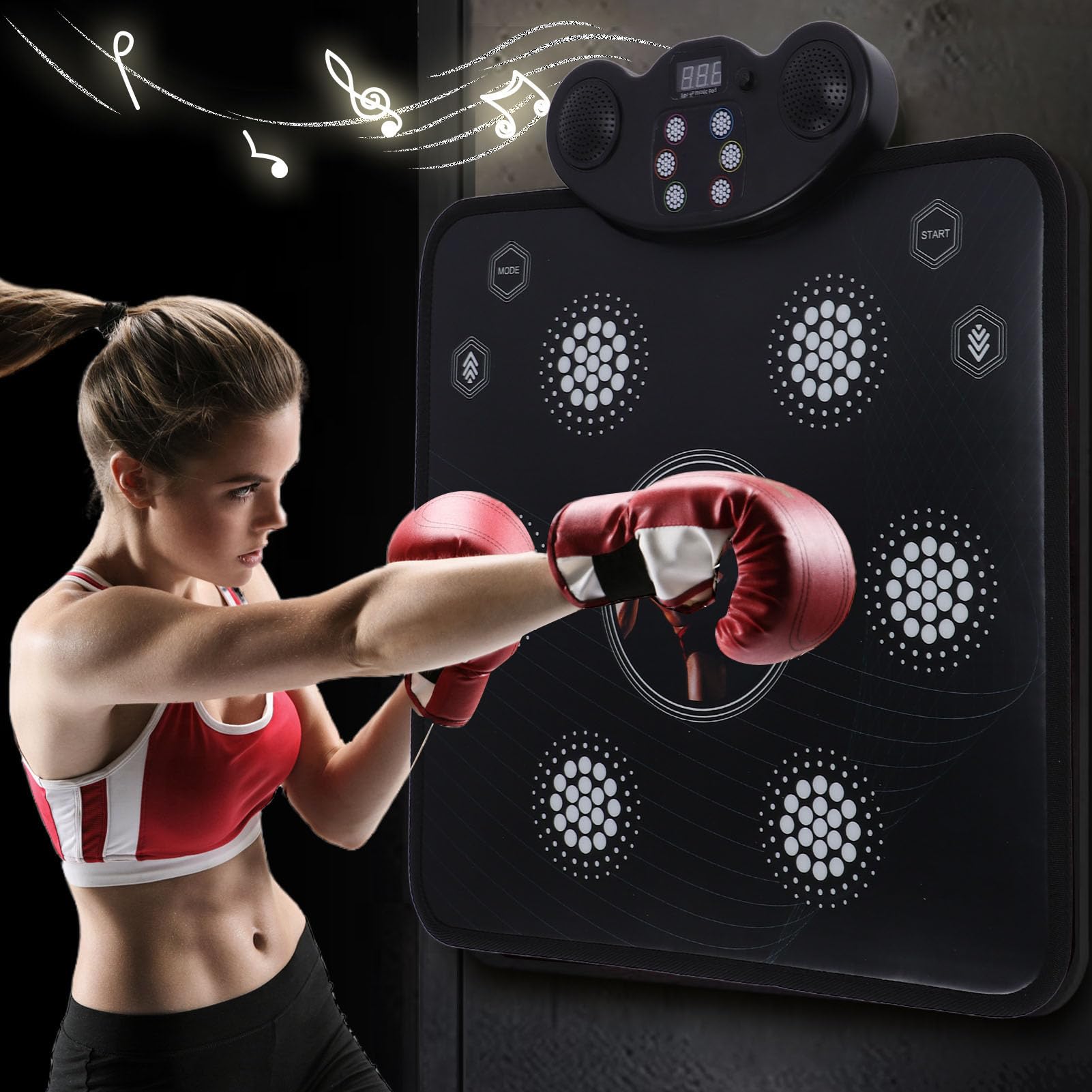 Dance Pad Music Boxing Machine con, Obiettivo Elettronico Musicale Montato a Parete, Smart BT Aggiornato 2025 per Allenamenti per la Casa e in Palestra per Adulti per