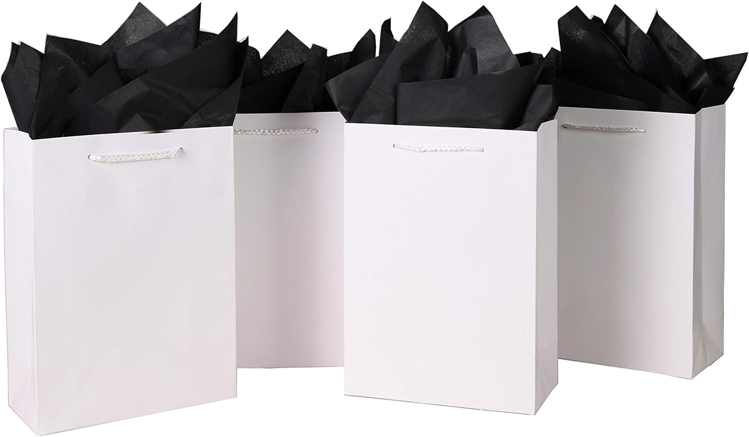20 Pack White Gift Bags (8x4x11) Gift Bags Medium Size Luxury Matte