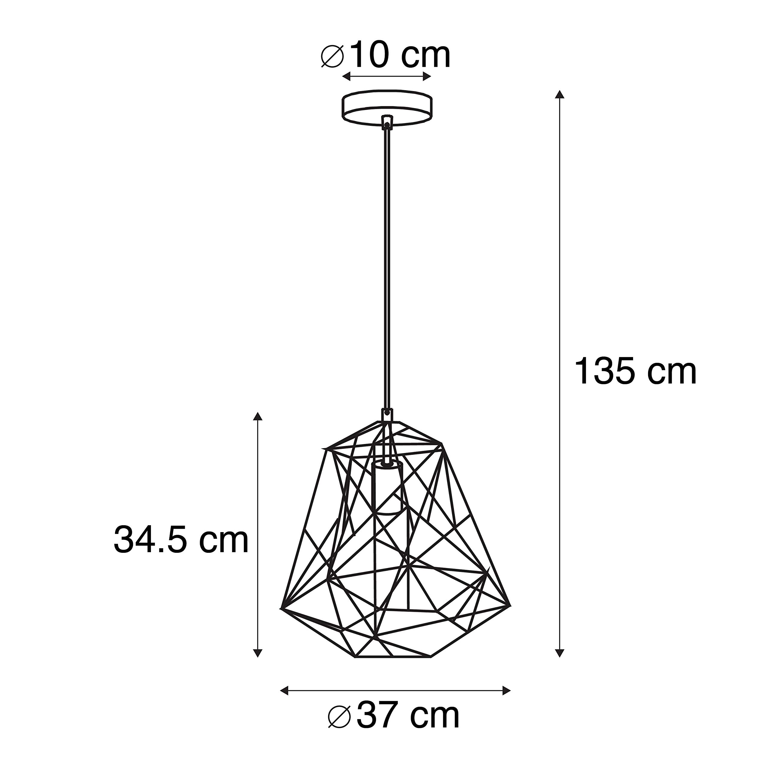 Qazqa Framework Lampada A Sospensione Design – 1 Luce, Oro/Ottone, H 135 Cm, Regolabile, E27, Per Soggiorno E Cucina