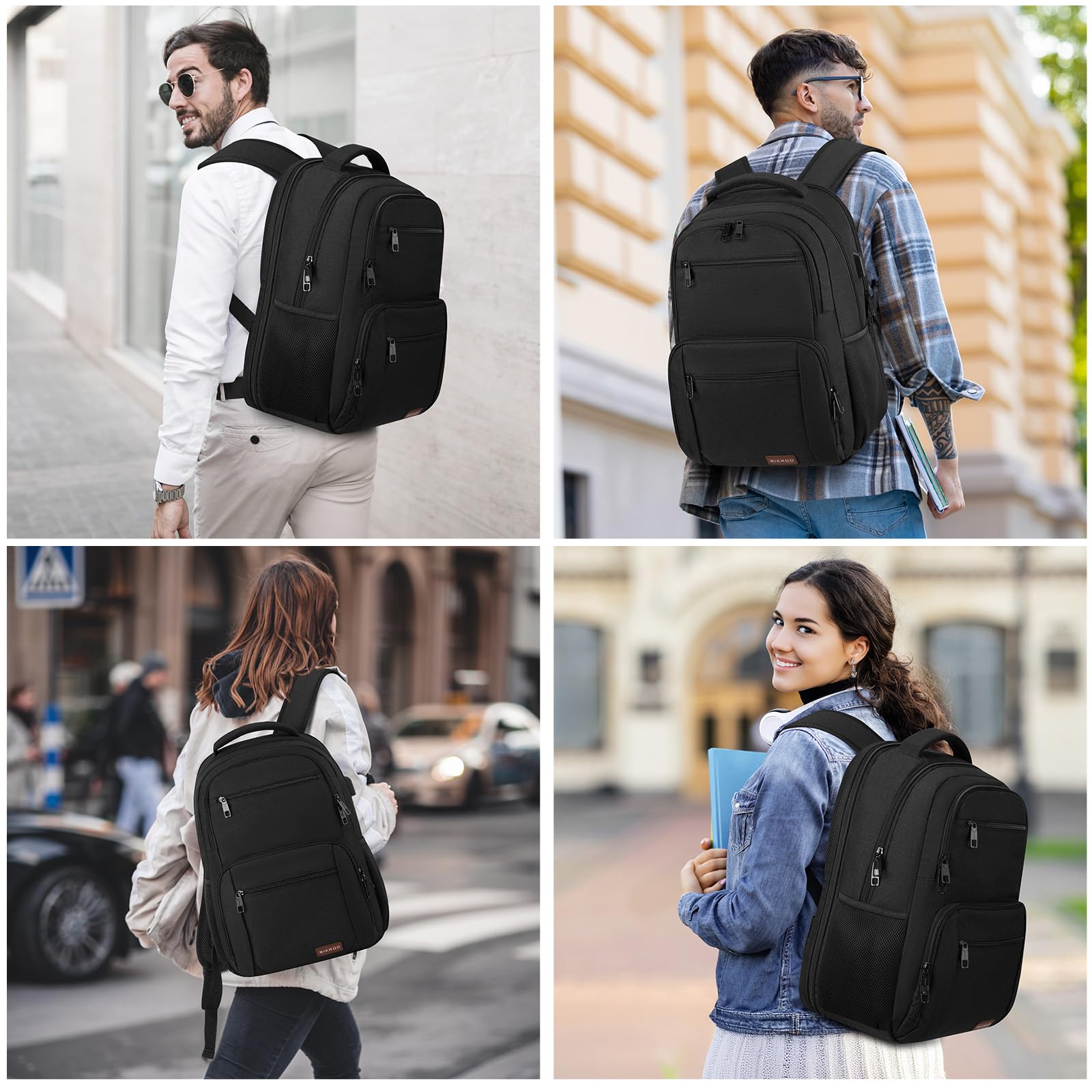 Rucksack Herren Damen, Schulrucksack Jungen Teenager, TSA Wasserdicht Arbeit 17.3 Zoll Laptop Rucksack mit USB Ladeanschluss, Reisen Wandern Backpack mit Anti Diebstahl Tasche, Grau Daypack, 25-40 L