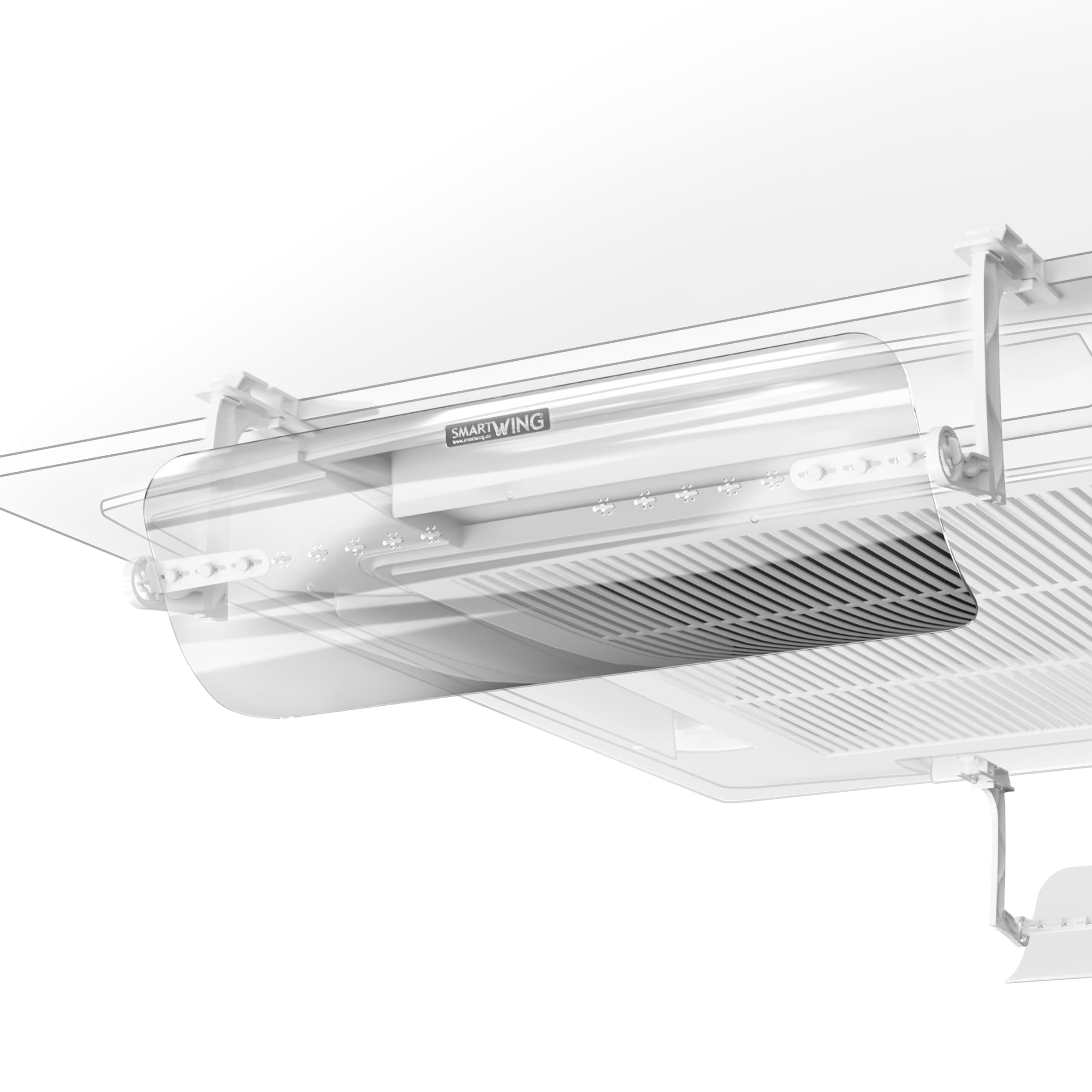 Deflettore di ventilazione per condizionatore d'aria a soffitto | confezione da 2 alette trasparenti fino a 60 cm (unità non inclusa)