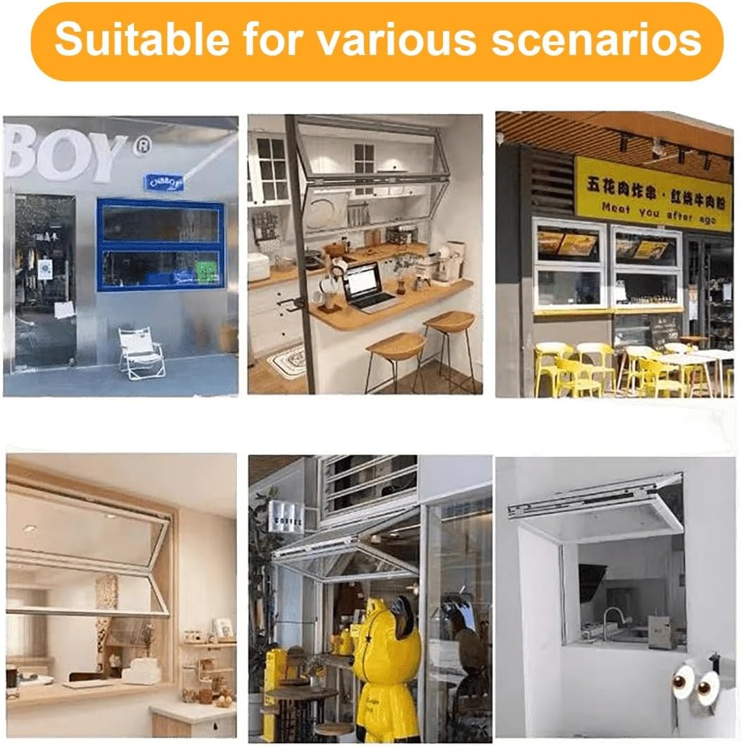 Custom Up Down Folding Serving Window, Foldable Sliding Windows with Tempered glass+aluminum alloy frame, Double Hung Window for Flower Coffee Shop, Dining Car, Fast Food Restaurant(WxH 27.5x23.6in/70