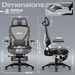 ELABEST X100 Ergonomic Mesh Office Chair with Footrest, Big and Tall Hone Desk Chair with 5D Flip-Up Arms, Adjustable 4D Lumbar Support,Gaming & Executive Computer Chairs