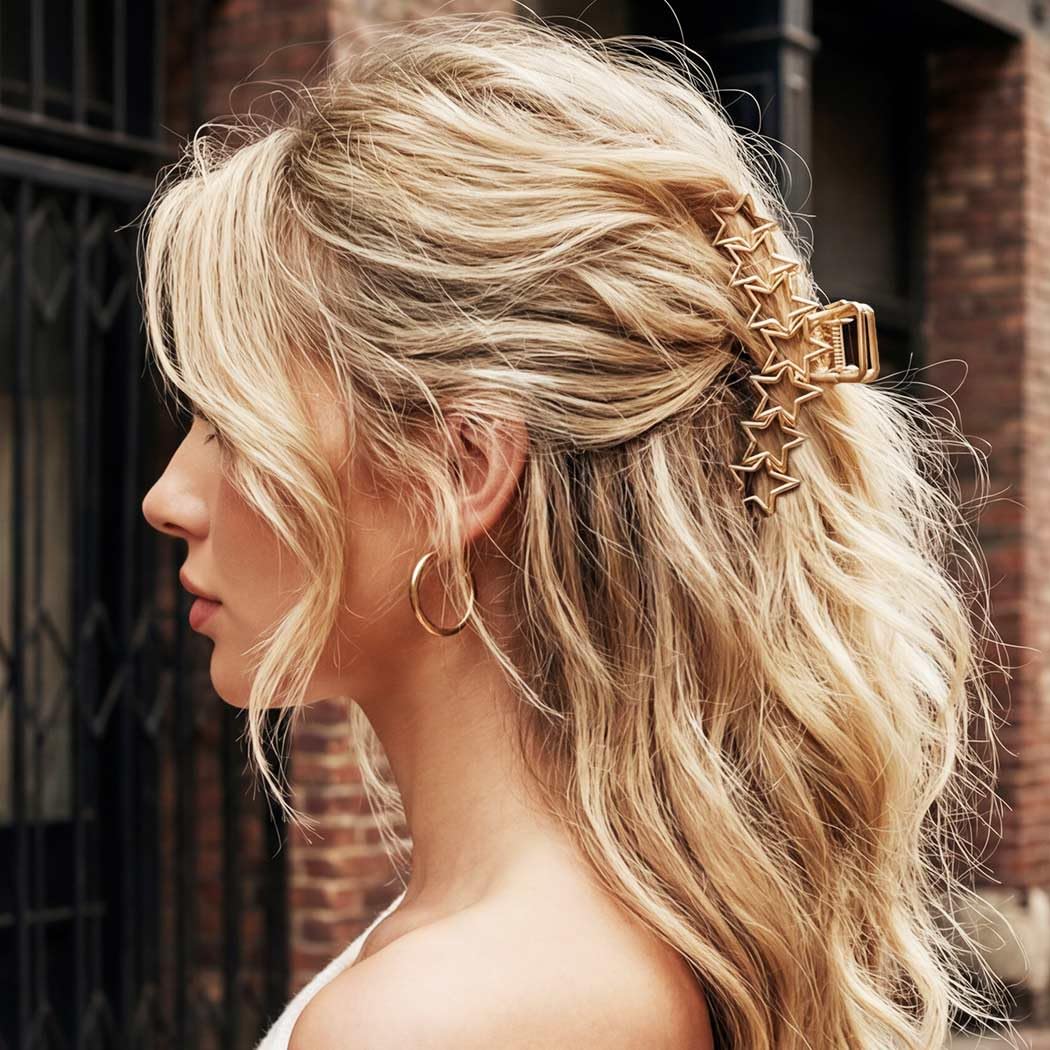 CAKURE Star Claw Clips Gold Metal Hair Clips Large Hair Claws Hair Accessories for Women (Pack of 2) - Image 5