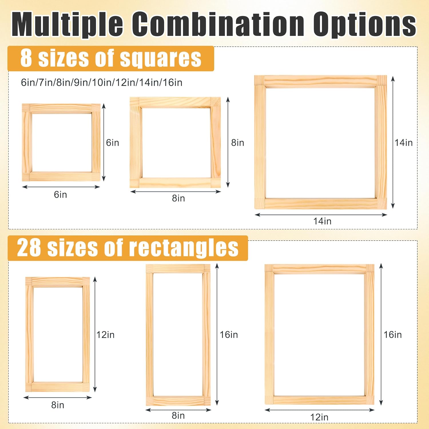 16 Sets Needlepoint Stretcher Bars with 100 Tacks, 8 Sizes 32 PCS Wooden Canvas Splicing Stretcher Bars for Needlework Embroidery Stitch Frame Set