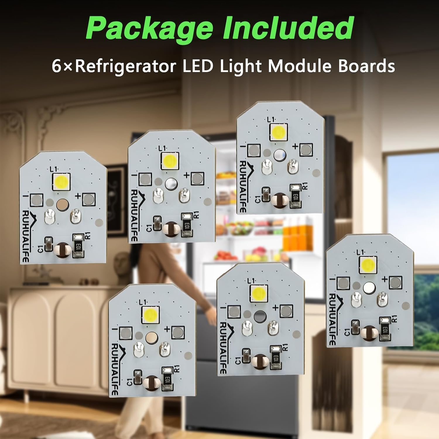 6 PCS Refrigerator LED Lights Refrigerator Bulbs Refrigerator Lamp Modules Compatible with GE Replace#: WR55X30602 WR55X26486 WR55X11132 WR55X25754