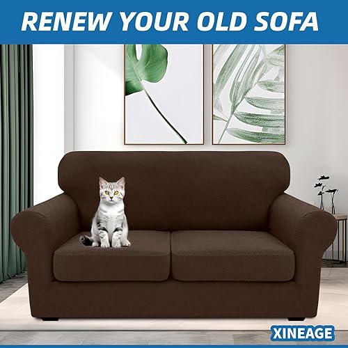 Vista 191 de XINEAGE Funda reclinable de 4 piezas de jacquard elástica con bolsillo, protector de silla reclinable lavable para niños, mascotas, perros y gatos