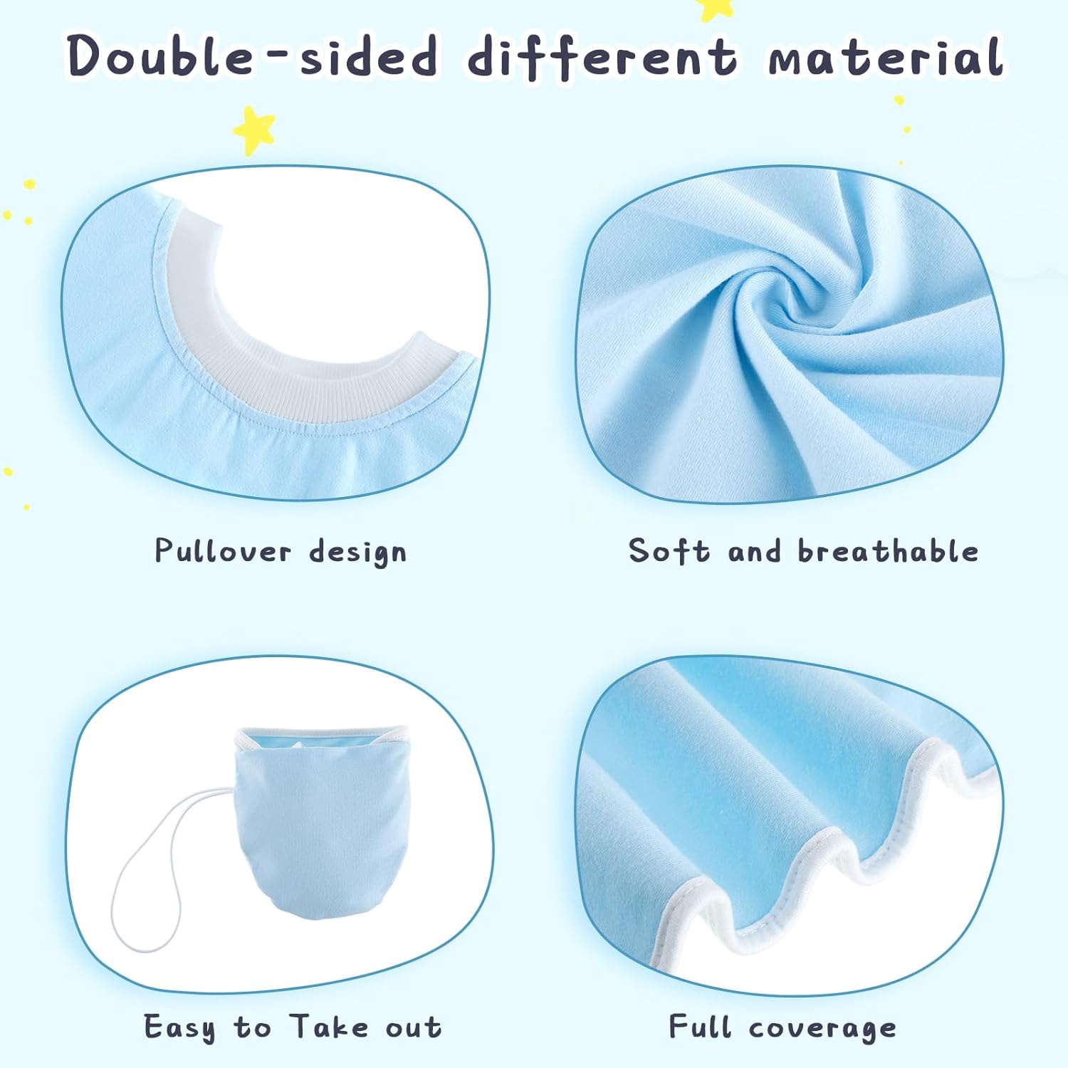 Newwiee 5 Pcs Large Towel Bib Toddler for Baby Toddler Cloth Bib Soft Pullover Baby Absorbent Full Coverage Drooling Feeding - Image 3