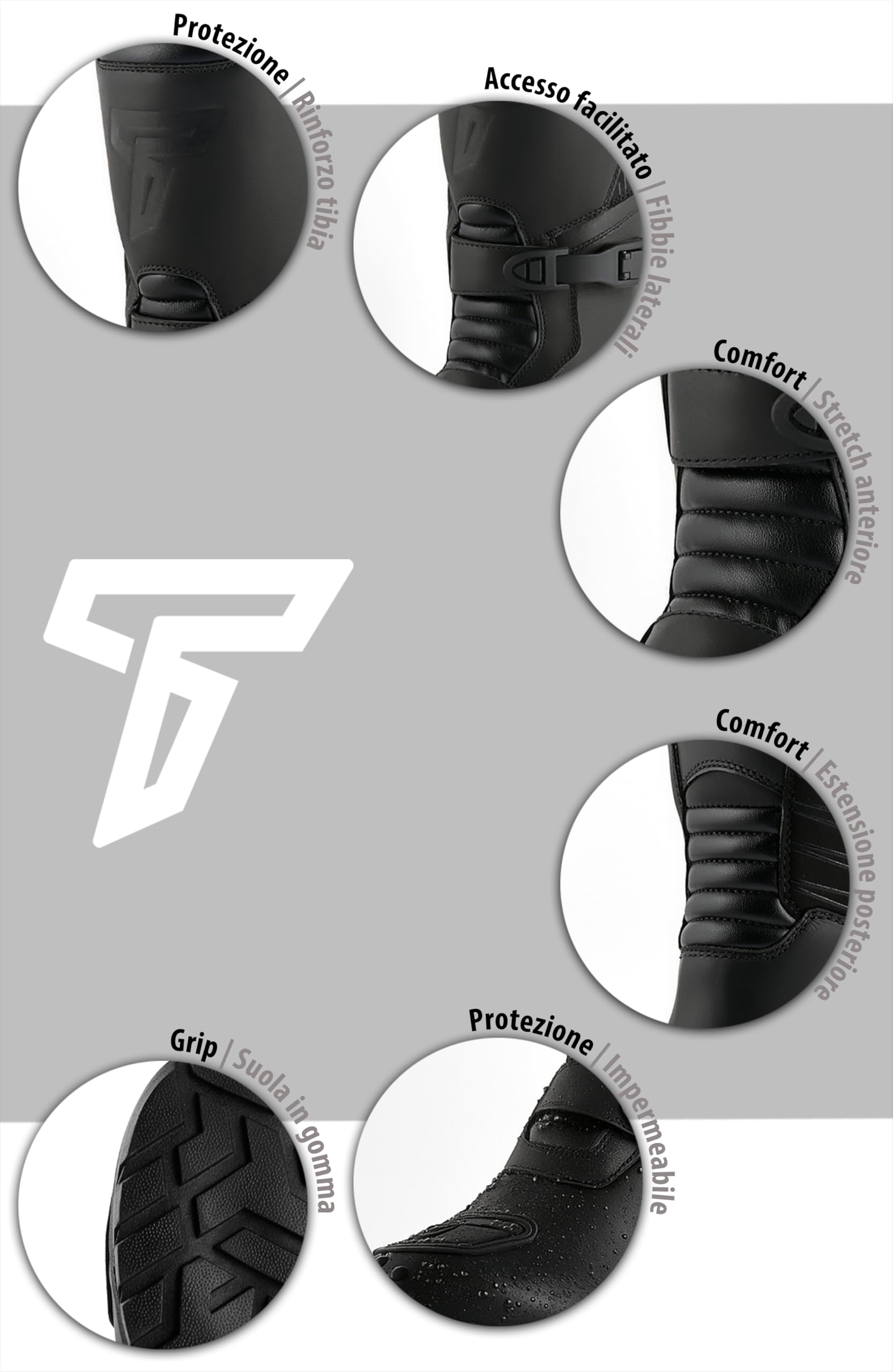 Texpeed Stivali in Pelle Uomo Da Moto - Adventure 100% Scarpe Da Moto Impermeabili A Taglio Lungo Approvate CE Per Touring Cruiser - Nero - EU 43