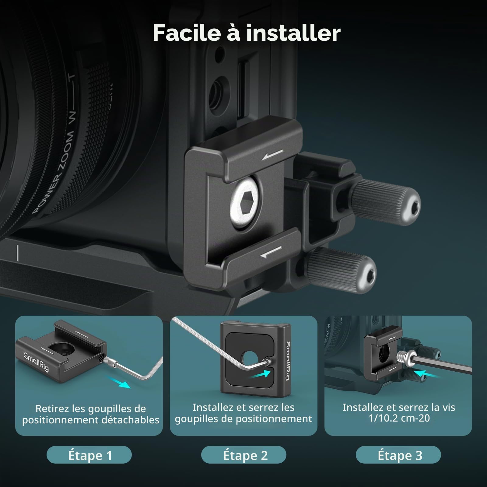 SMALLRIG Adaptateur de montage anti-torsion pour griffe froide (2 PCS) avec vis 1/4"-20,pour microphone de moniteur de lumière LED flash,avec broches anti-torsion,compatible avec la cage SmallRig-5032