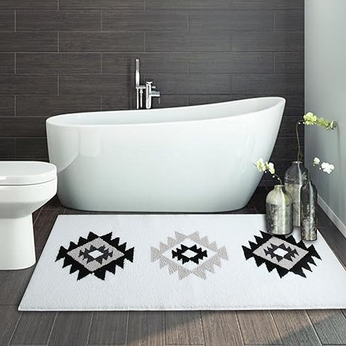 Miniatura 6 de Yancorp Alfombra de baño bohemia de 20 x 60 pulgadas, lavable, alfombra de pasillo antideslizante y absorbente, alfombra de baño con parte trasera