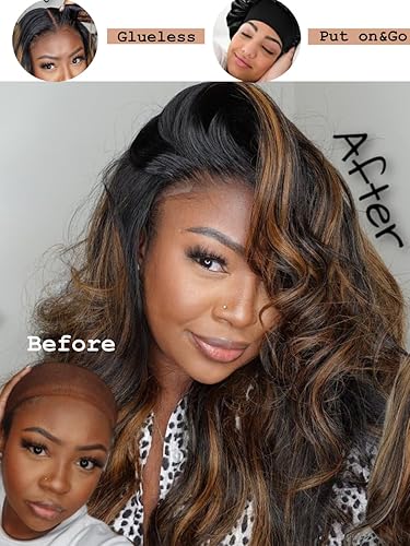 Miniatura 4 de UNICE Pelucas de cabello humano ondulado con encaje frontal de 7 x 5 con cordón de ajuste de despedida de los nudos, sin pegamento, predepilada,