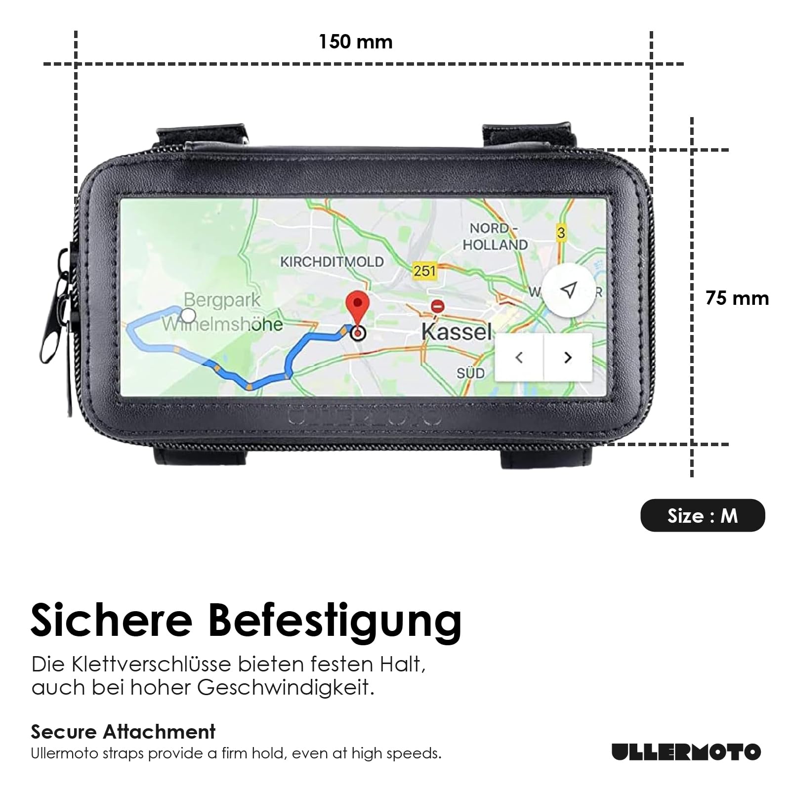 Sakwy motocyklowe na smartfon uchwyt na telefon Motorrad - Wodoodporna torba na kierownicę motocykla - Uchwyt na smartfona motocykl wodoodporny Größe M