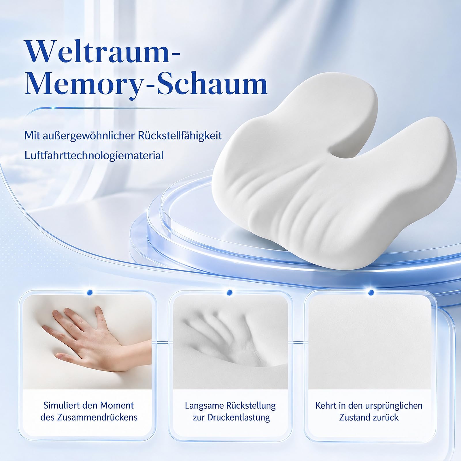 Cuscino ortopedico in memory foam, cuscino ergonomico per emorroidi, per auto, sedia a rotelle, ufficio, per alleviare il dolore al coccige, nero