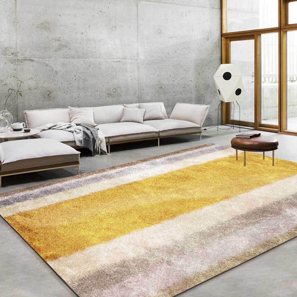 Tapis moderne abstrait gold 140x200 doux pour salon et chambre