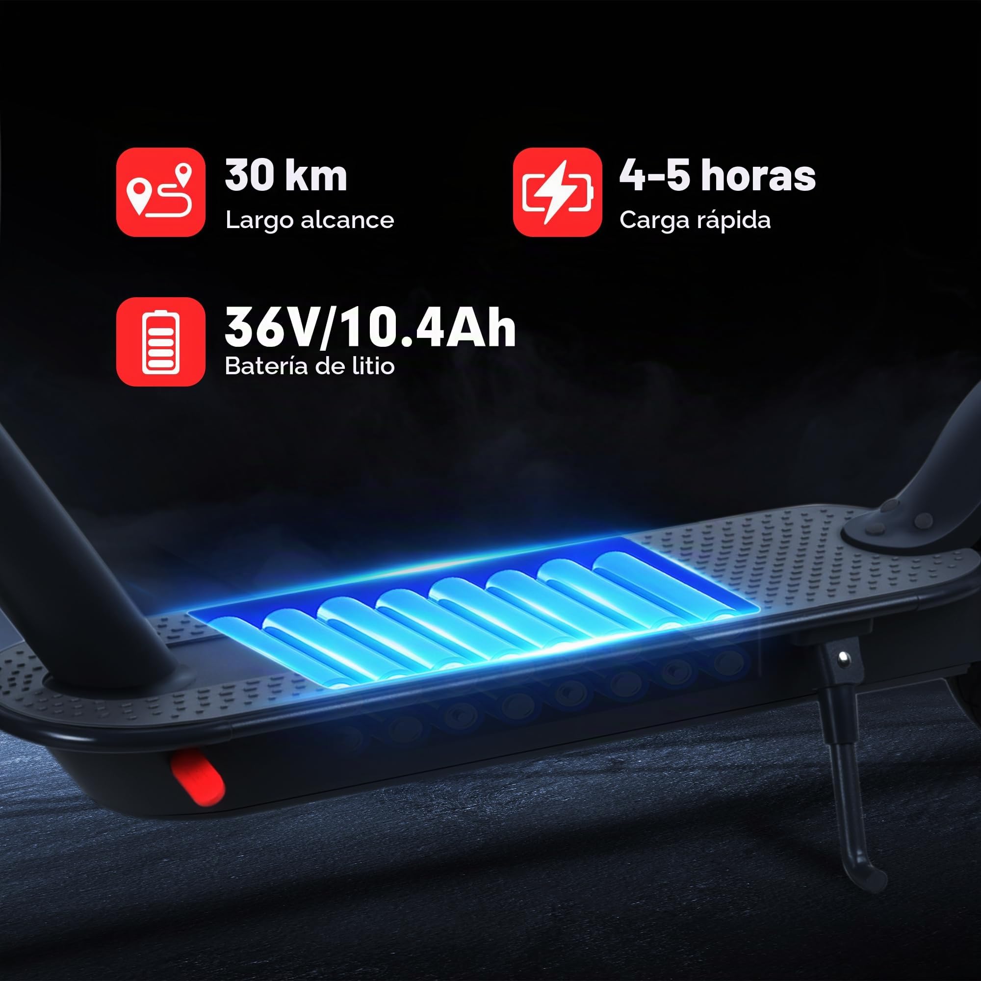 Patinete Eléctrico Plegable Mankeel para Adultos con Ruedas Macizas de 10 Pulgadas, Autonomía de 40 km, Velocidad de 25 km/h, Ideal para Adolescentes y Adultos
