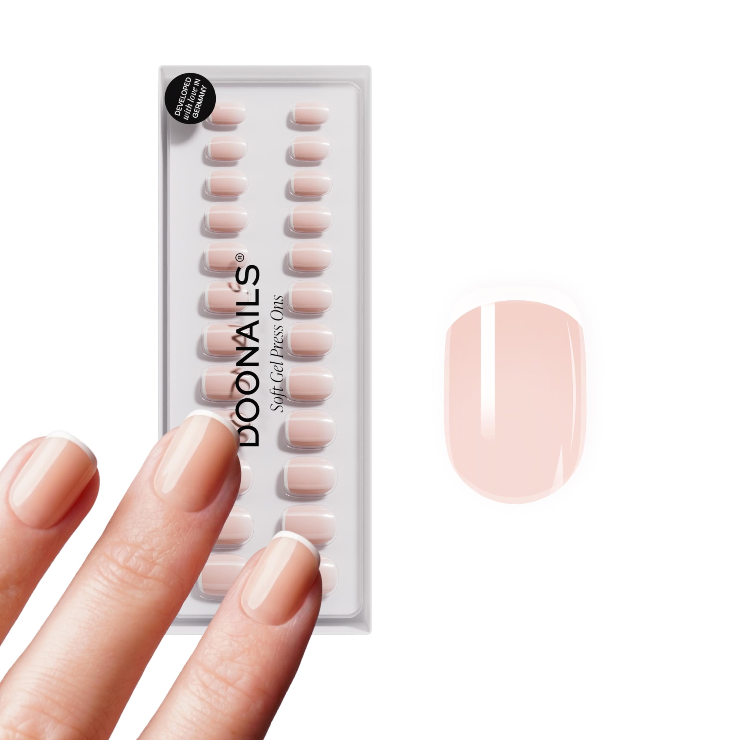 Photo 1 of DOONAILS Soft Gel Press On Nails - 30 Pcs Kit with Stickers in 15 Sizes – White French Tip, Extra Short Square – Reusable Glue On Fake Nails, Salon-Quality Finish, Vegan & Cruelty-Free, Uñas Postizas