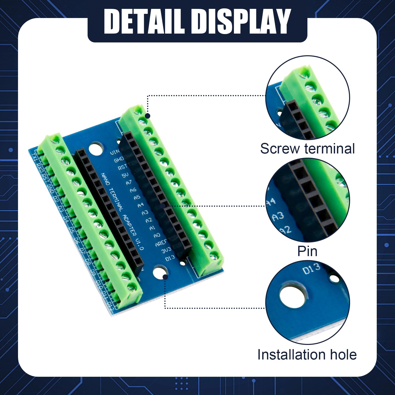 Scheda di espansione Nano IO Shield V1.O, semplice scheda di espansione con morsetti a vite, compatibile con Nano versione 3.0 e versioni precedenti, ideale per progetti Arduino Nano