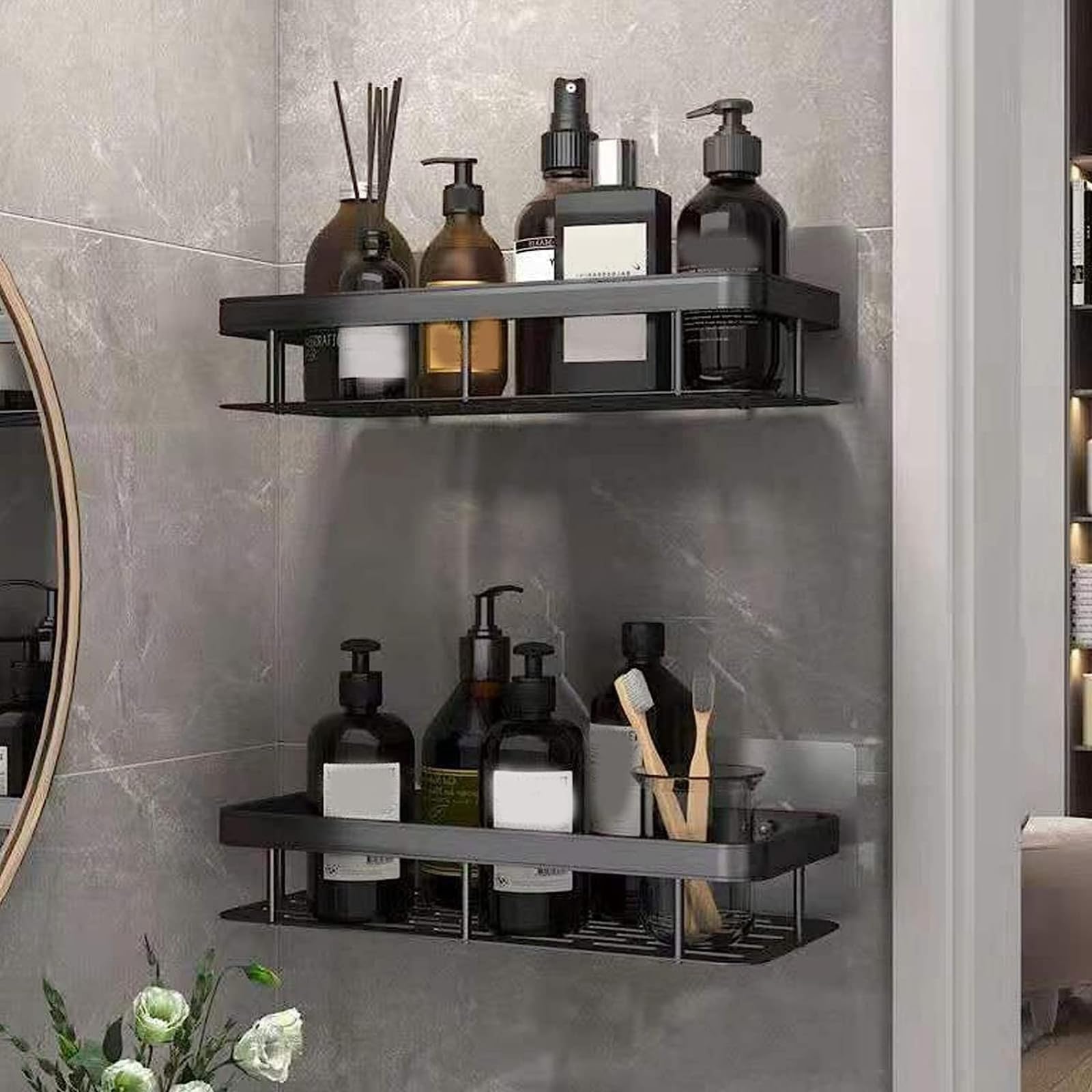 ADL PASSION Black ‎Aluminum Shelf Adhesive Bathroom Shelf/Bathroom Accessories/Bathroom Shelf for Wall Self Adhesive/Stickers, Screw for Bathroom & Kitchen Organized Storage (Pack of 1) (B0CCYQT5P7) Amazon Price History, Amazon Price Tracker
