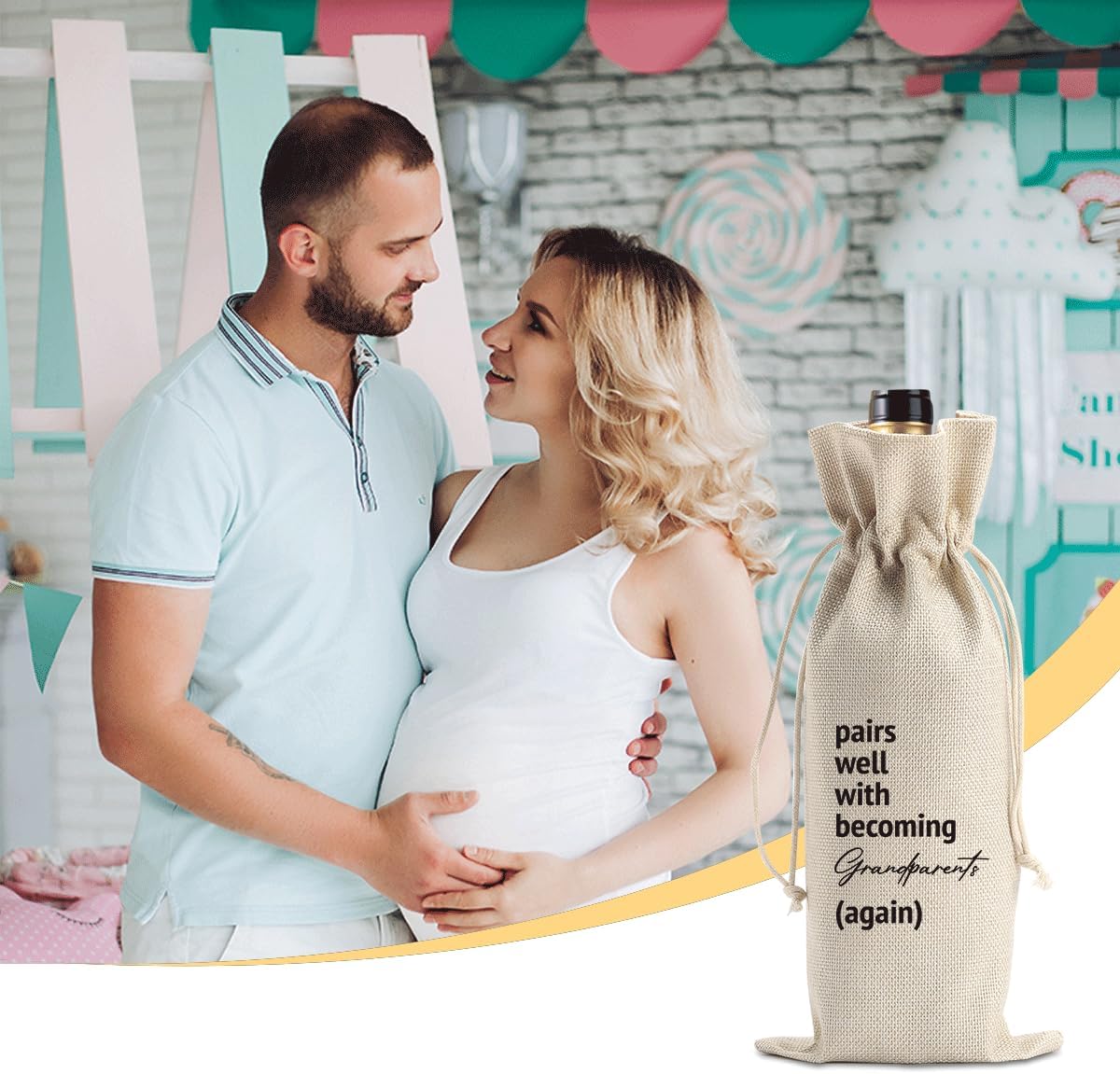 Pairs Well With Becoming Grandparents Again Pregnancy Announcement Wine Bag Baby Announcement Gifts for Grandparents Grandma Grandpa - Image 4