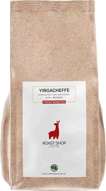 1kg Ethiopian Yirgacheffe Freshly Roasted and Seasonally Sourced Coffee Beans, Light Roast 100% Arabica, Small Batch Hand Roasted in the UK